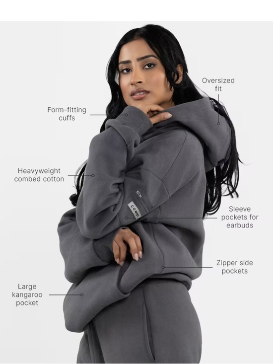 Comfrt Tops - Comfrt Travel Essentials Hoodie - Charcoal Gray medium